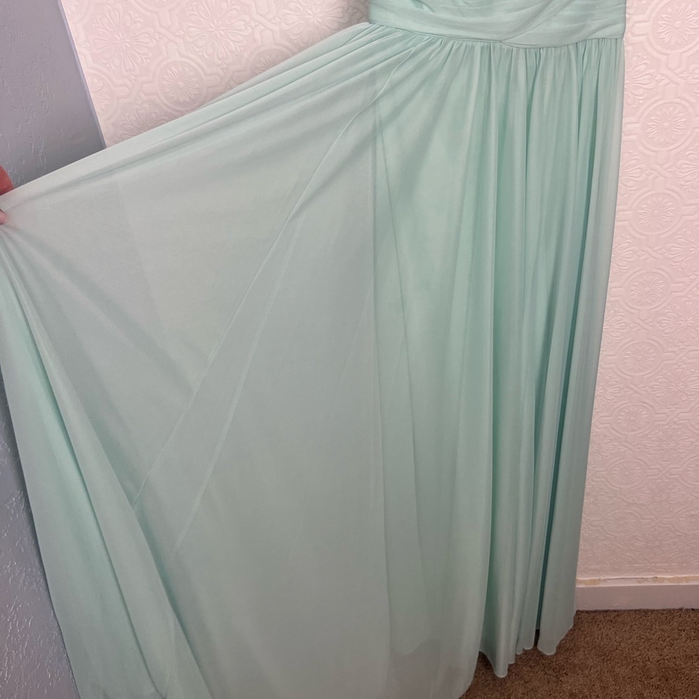 David’s Bridal Maxi Dress Racerback Chiffon Formal Dance bridesmaid Mint F20052 - Picture 7 of 11
